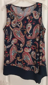 Melissa Paige Tank Top Style Pullover Blouse Size L Blue Colorful Sleeveless 69 - Picture 1 of 6