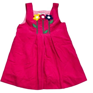 Florence Eiseman Pink Corduroy Spring Flowers Jumper Dress Size 4 Girls - Picture 1 of 6