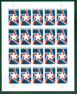 US 5542 Drug Free USA, Forever Sheet/20, Mint NH, Reacts to UV Light - Picture 1 of 1