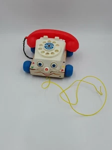 Vintage 1961 Fisher Price Wooden Chatter Phone Telephone #747 Pull Toy - Picture 1 of 12