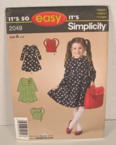 It's So Easy It's Simplicity Dress & Backpack Pattern #2049 Girls'  3-8 Uncut - Picture 1 of 2