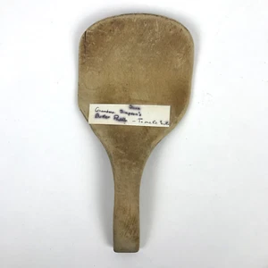 ANTIKE PRIMITIVE RUSTIKALE handgeschnitzte hölzerne Butterschaufel 8,5" L x 4,25" B - Bild 1 von 5