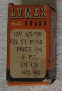 Vintage Lumax Auto bulb No. 380 N.I.P - Picture 1 of 5