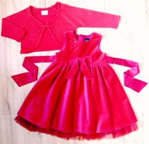 GIRLS NEXT SIGNATURE PARTY DRESS & CROP CARDIGAN 2-3 YRS CHRISTMAS WEDDING RED - Picture 1 of 12