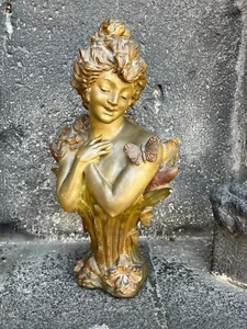 Alte Frauenbüste aus Terrakotta signiert - Jugendstil H:43 cm - Bild 1 von 13