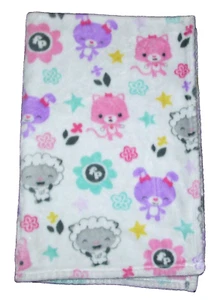 Fisher Price Cuddle Play Baby Blanket Kitty Bunny Lamb Pink Purple Flowers Stars - Picture 1 of 2