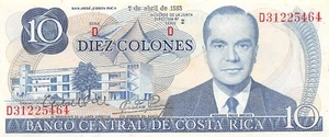 Costa Rica  10  Colones  7.4.1983  Series  D 2  Uncirculated Banknote LB22 - Picture 1 of 2