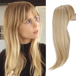 Natural Toppers Hairpieces Synthetic Hair Toppers Topper Hair with Hair Bangs UK - Picture 1 of 20
