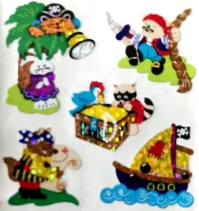 **RAR** Glitzer PIRATENTIERE Sandylion Aufkleber - 1 Quadrat VINTAGE - Bild 1 von 1