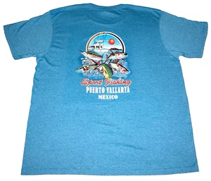 Yazbek Puerto Vallarta Sport Angeln blau 2XL Mexiko Vintage Souvenir T-Shirt - Bild 1 von 12