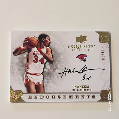 2011-12 Hakeem Olajuwon Exquisite Endorsements 1/10 on card Auto - Image 1 of 2