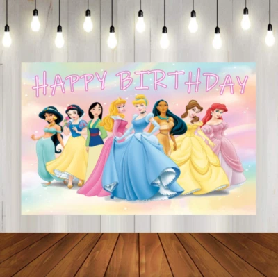 Beautiful Disney Princess Backdrop Cartoon Background Cloth Birthday Decoration - Изображение 1 из 4