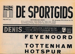 Final Copa UEFA 1974 Feyenoord v Tottenham De Sportgids edición estadio programa - Imagen 1 de 1