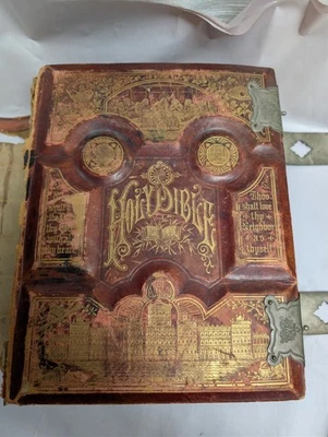 Biblia ilustrada familiar vintage impresa 1881 William Smith (inglés) Foto 1 de 4