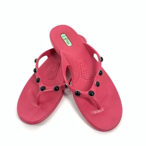 Oka B Chloe Beaded Flip Flops Sandals Size M 7-8 Womens Bright Solid Pink Medium - Picture 1 of 7