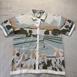 NWT Free Planet Polo Lost in Paradise Button Sweater Shirt Short Sleeve Men’s XL - Picture 1 of 16
