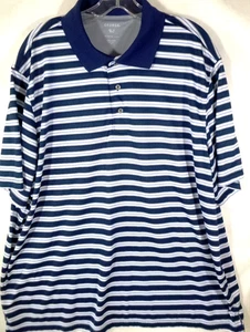 George-Mens Performance Polo Shirt-2XL XXL-Blue Stripes-GOLF-Short Sleeve Casual - Picture 1 of 8