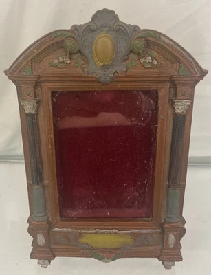 Caballete de marco de fotos ornamentado pintado a mano de latón estilo victoriano de colección 9” x 5,5” Foto 1 de 4