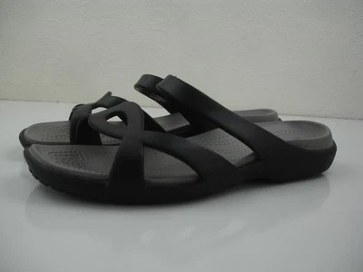 Sandálias femininas 9 M Crocs Meleen torção preta 202497 slip-on biqueira plana aberta slides - Imagem 1 de 4