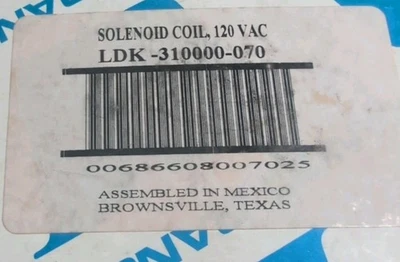 Ranco LDK-310000-070 120vac Coil for 4-Way Reversing Valve - Image 1 of 3