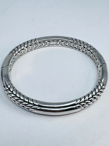 Vintage Jai John Hardy Sterling Silver Hinged Bangle Bracelet 7" 41g Heavy - Picture 1 of 7