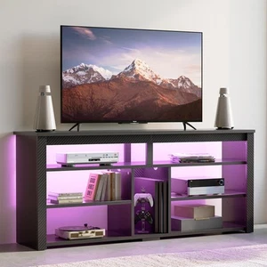LED Tall TV Stand, Entertainment Center for 55/60/65 Inch, Gaming Console Wit... - Picture 1 of 9