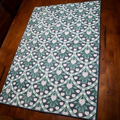 Everwash Cashmere Washable Accent Rug 24"x36" Floral Art Deco Tropical - Image 1 of 3