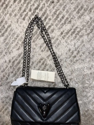 VALENTINO ORLANDI Black Quilted Designer Bag Purse Gunmetal Chain Strap $279 NWT - Image 1 of 4