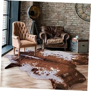 Faux Fur Cowhide Rug 5 x 6.6 ft, Cow Print Area Rug Cute Animal Printed - Picture 1 of 7