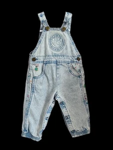 Vintage OshKosh B'Gosh Vestbak USA Captain Stone Acid Wash Overalls 12 Months - Picture 1 of 5