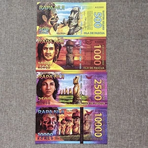 4 PCS Easter Island Banknote 500 1000 2500 10000 Rongo Polymer Banknote 2011 UNC - Bild 1 von 8