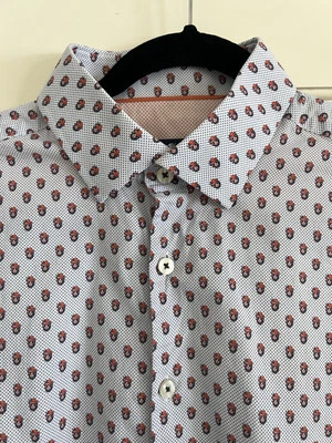 Stone Rose Men Size M Monkey Heads Print Cotton S/S Casual Button Up Shirt - Image 1 of 4