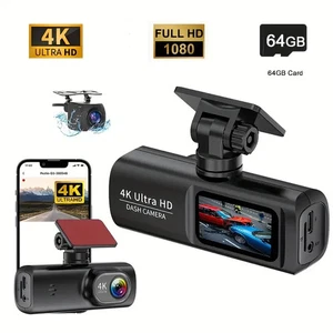 4K Dash Cam Front and Rear View 170° Car Camera Night Vision Built-in WiFi 64GB - Picture 1 of 9