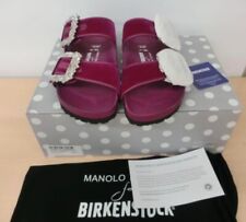 Manolo Blahnik X Birkenstock "ARIZONA" Fuchsia Velvet Sandals SIZE 36 