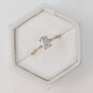 Alianza de boda 0,12 quilates diamante real semi montaje corte ovalado montura oro amarillo de 18 k - Imagen 1 de 9