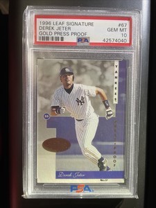 1996 Leaf Signature Series Derek Jeter Gold Press Proof #67 PSA 10 POP 22