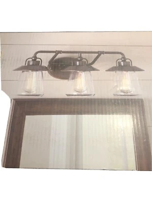 Allen + Roth Bristow 3-Light Vanity Bar 青铜 24 x 8.75 透明玻璃 — 第 1/4 张图片