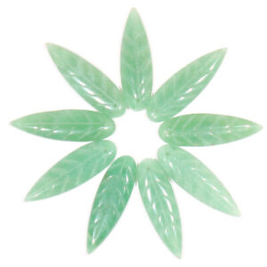 Natural Green Aventurine Stone Hand-Carved Stone Leaf shape pendant beads 12pcs