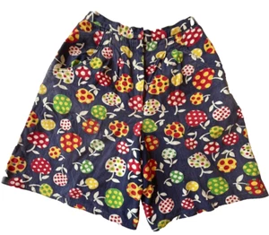 Vintage 1970s Womens Shorts Polka Dot Fruit High Waisted Groovy Blue Size Small - Picture 1 of 10