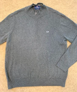 Sweter męski Vineyard Vines L Palm Beach bawełna kaszmir 1/4 zamek błyskawiczny preppy sweter - Zdjęcie 1 z 8