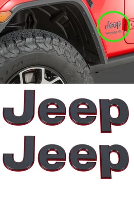 JEEP WRANGLER JL 18-25 GRIS CON CONTORNO ROJO GUARDABARROS PLACA INSIGNIA EMBLEMA Foto 1 de 3
