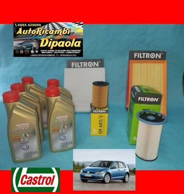 KIT TAGLIANDO VW VOLKSWAGEN TIGUAN T-ROC GOLF 7 VII 1.6 2.0 TDI GTD CASTROL 5W30 - Immagine 1 di 2
