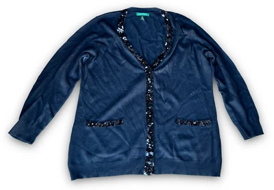 Cárdigan suéter manga larga Lauren Ralph Lauren para mujer talla grande 2X negro Foto 1 de 4