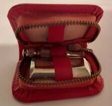 Vintage Gillette Travel Razor Kit Red Leather Zippered Case West Germany