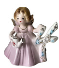 4th Birthday Girl Angel Age Four Josef Originals Figurine Lavender Dress Japan