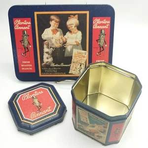 Planters Peanut 1995 Metal Tin Sign 8.5" x  6.5" & Container 4.25" Square New - Afbeelding 1 van 8