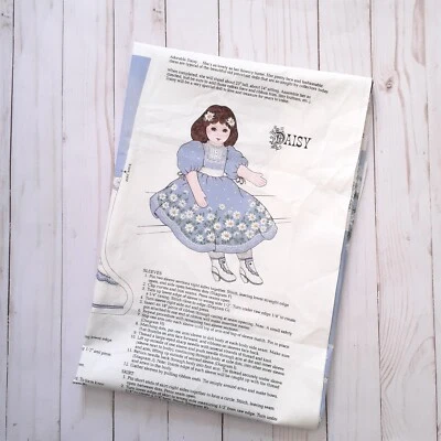 Cranston "Daisy" Cut & Sew Panel for Stuffed Doll Blue Dress Brown Hair 23" Tall - Image 1 of 4