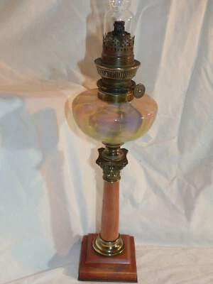 lampe pétrole bronze verre opalescent glass Empire XIXème oil lamp old baccarat - Photo 1/4