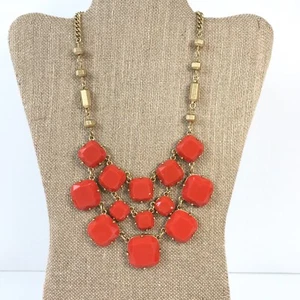 Collar Stella & Dot Olivia llamativo babero naranja dorado facetado moderno - Imagen 1 de 5