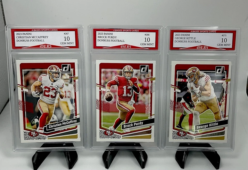 2023 Panini Brock Purdy Christian McCaffrey George Kittle 49ers 3 张卡片组 — 第 1/1 张图片